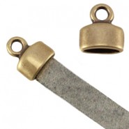 Terminal metálico DQ 9x8mm para cuero plano 5mm - Bronce viejo